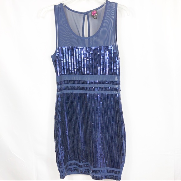 2b Bebe | Navy Blue Sleeveless Sequin Dress - Picture 6 of 8
